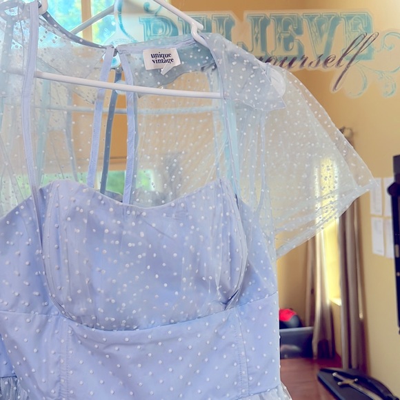 Pale blue polka dot Libby swing dress - Picture 4 of 6